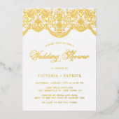Elegant Floral Brocade Lace Wedding Shower Folie Uitnodiging (Voorkant)