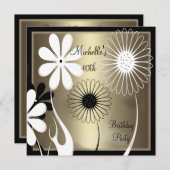 Elegant Floral Bronze zwart wit 40e verjaardag Kaart (Voorkant / Achterkant)