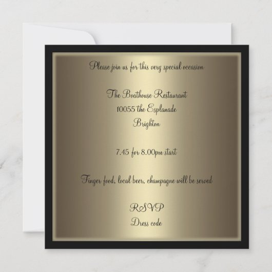 Elegant Floral Bronze zwart wit 40e verjaardag Kaart (Achterkant)