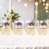 Elegant Floral bruid Maid of Honor Bridal Party Wijnglas Zonder Voet