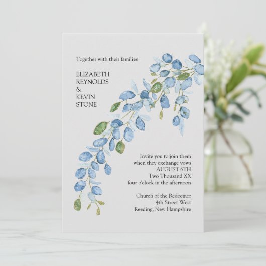 Elegant floral bruiloft Invitation Kaart (Staand voorkant)