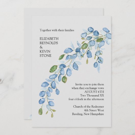 Elegant floral bruiloft Invitation Kaart (Voorkant / Achterkant)