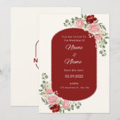 Elegant floral bruiloft kaart (Voorkant / Achterkant)