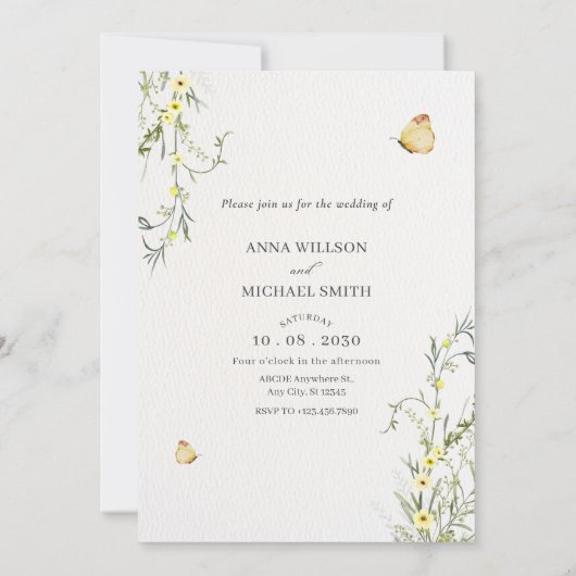 Elegant floral bruiloft kaart (Achterkant)