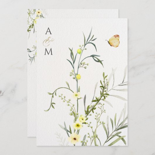 Elegant floral bruiloft kaart (Voorkant / Achterkant)