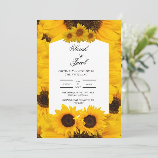 elegant floral bruiloft uitnodiging (Staand voorkant)