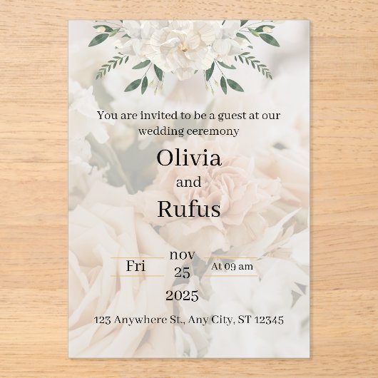 elegant floral bruiloft uitnodiging (Voorkant)