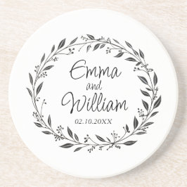 Elegant floral bruiloft zandsteen onderzetter