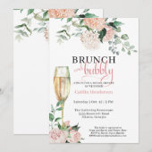 Elegant Floral Brunch en Bubble Vrijgezellenfeest Kaart (Voorkant / Achterkant)