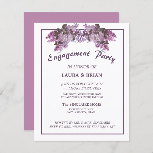 Elegant Floral Budget Engagement Party (Voorkant / Achterkant)