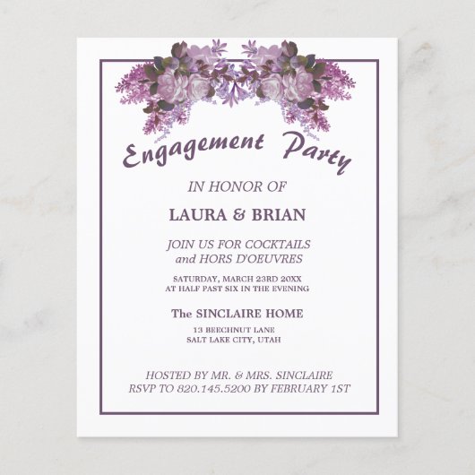 Elegant Floral Budget Engagement Party (Voorkant)