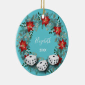 Elegant Floral Bunco Dice Kerstmis Keramisch Ornament (Rechts)