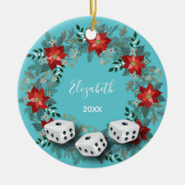 Elegant Floral Bunco Dice Kerstmis Keramisch Ornament