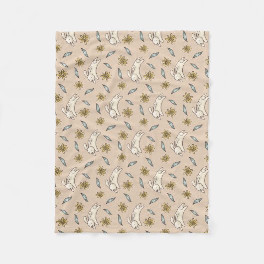 Elegant Floral Bunny Pattern Easter Fleece Blanket (Voorkant)
