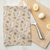 Elegant Floral Bunny Pattern Easter Kitchen Towel Theedoek (Quarter Fold)