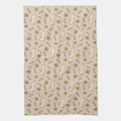Elegant Floral Bunny Pattern Easter Kitchen Towel Theedoek (Verticaal)