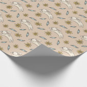 Elegant Floral Bunny Pattern paaspapier Cadeaupapier (Hoek)