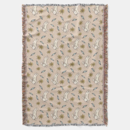 Elegant Floral Bunny Pattern Paasthrow Blanket Deken (Voorkant Verticaal)