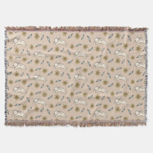 Elegant Floral Bunny Pattern Paasthrow Blanket Deken (Voorkant)