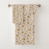 Elegant Floral Bunny Pattern Pasen | Handdoekset Bad Handdoek (Insitu)
