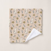 Elegant Floral Bunny Pattern Pasen | Handdoekset Bad Handdoek (Wasdoekje)