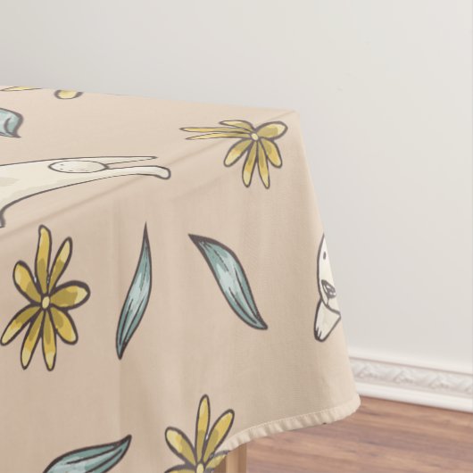 Elegant Floral Bunny Pattern Pasen | Tablecloth Tafelkleed (Voorbeeld)