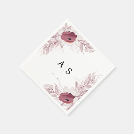 Elegant floral Burgunder-Rot-Weiß Servet (Hoek)