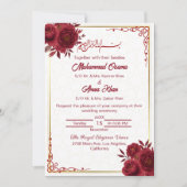 Elegant Floral Burgundy and Gold Islamic Wedding  Kaart (Voorkant)