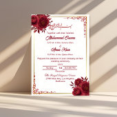 Elegant Floral Burgundy and Gold Islamic Wedding  Kaart