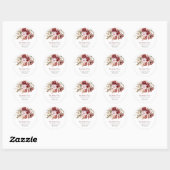 Elegant Floral Burgundy Blush Wedding Envelope  Ronde Sticker (Vel)