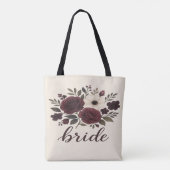 Elegant Floral Burgundy Bride  Tote Bag (Achterkant)