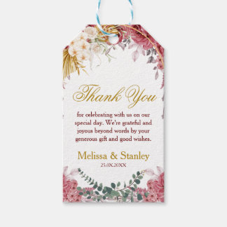 Elegant Floral Burgundy Gold Eucalyptus Weddenscha Cadeaulabel