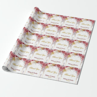 Elegant Floral Burgundy Gold Eucalyptus Weddenscha Cadeaupapier