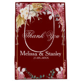 Elegant Floral Burgundy Gold Eucalyptus Weddenscha Medium Cadeauzakje (Voorkant)