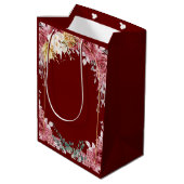 Elegant Floral Burgundy Gold Eucalyptus Weddenscha Medium Cadeauzakje (Achterkant Gekanteld)