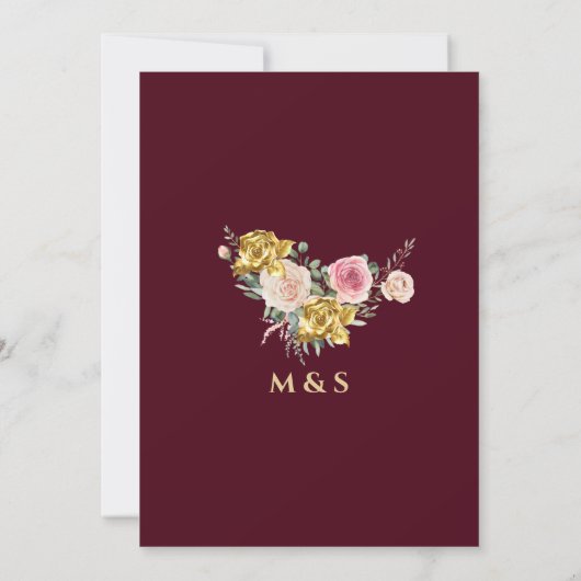 Elegant Floral Burgundy Gold Eucalyptus Weddenscha Save The Date (Achterkant)