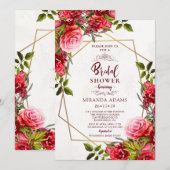 Elegant Floral Burgundy Gold Lijst Vrijgezellenfee Kaart (Voorkant / Achterkant)