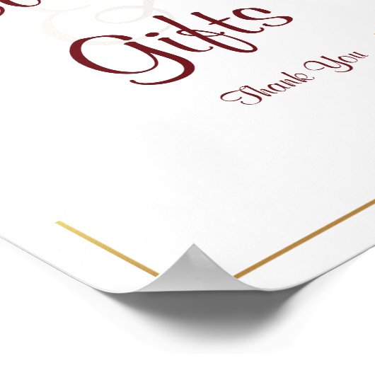 Elegant Floral Burgundy Gold Waterverf Tabletop Poster (Hoek)