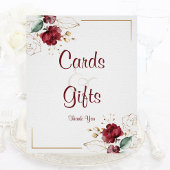 Elegant Floral Burgundy Gold Waterverf Tabletop Poster