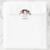 Elegant Floral Burgundy Navy Blue Wedding Ronde Sticker (Tas)