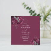Elegant Floral Burgundy Peonies Wedding Kaart (Staand voorkant)