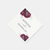Elegant Floral Burgundy Peonies Wedding Servet (Hoek)