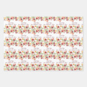 Elegant Floral Burgundy Red Monogram Weddenschap Inpakpapier Vel (Voorkant 3)