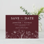 Elegant Floral Burgundy Save the Date Card (Staand voorkant)