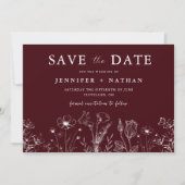 Elegant Floral Burgundy Save the Date Card  (Voorkant)