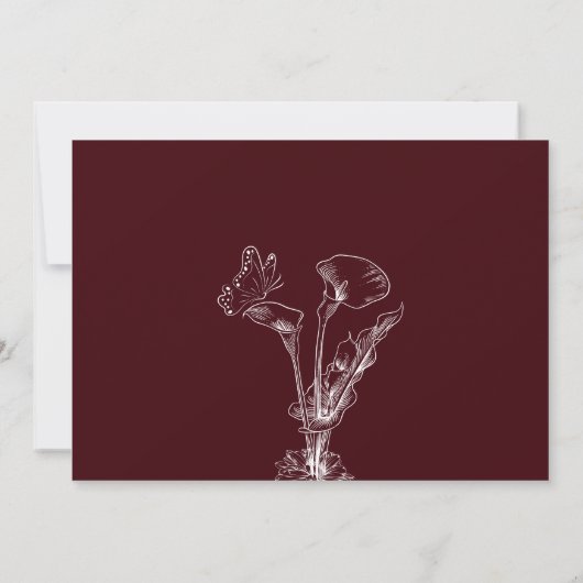 Elegant Floral Burgundy Save the Date Card  (Achterkant)