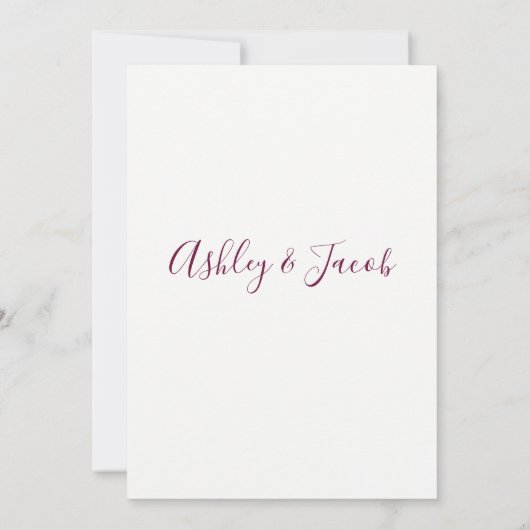 Elegant Floral Burgundy Spring Wedding Invite Kaart (Achterkant)