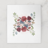Elegant Floral Burgundy Waterverf Foliage Wedding Plaatskaartje (Buitenkant ongevouwen)