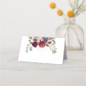 Elegant Floral Burgundy Waterverf Foliage Wedding Plaatskaartje (Voorkant)