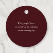 Elegant Floral Burgundy Wedding  Bedankjes Labels (Achterkant)
